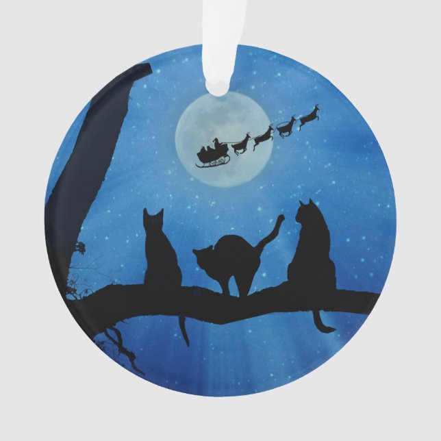 Katze und Weihnachtsschmuck Ornament (Vorderseite)