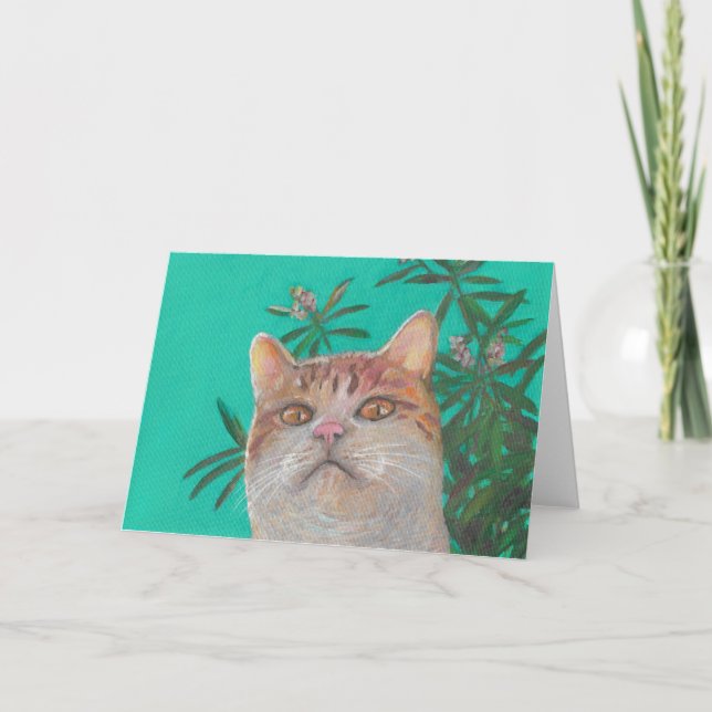 Katze unter Baumkarte Karte (Vorderseite)