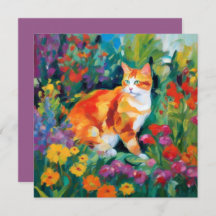Katze unter den Blume Note Card