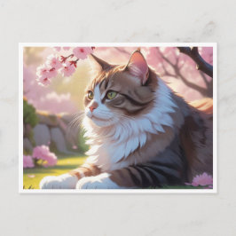 Katze unter der Postkarte des Sakura-Baumes