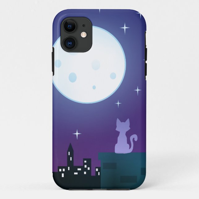 Katze unter Mondlicht Case-Mate iPhone Hülle (Rückseite)