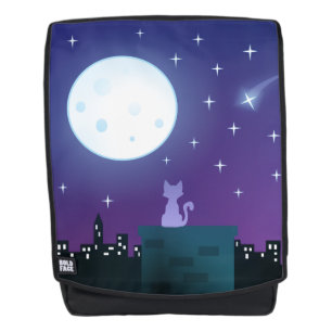 Katze unter Mondlicht Rucksack