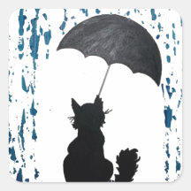 Katze unter Schirm
