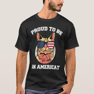 Katze Us Flagge Sonnenbrille Stolz, ein Americat 4 T-Shirt