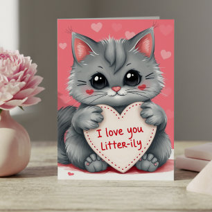 Katze Valentinstag Ich liebe dich Herz Süß Rosa Karte