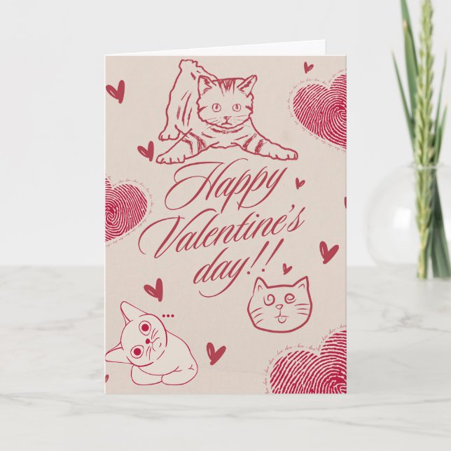 Katze Valentinstagskarten Karte (Vorderseite)