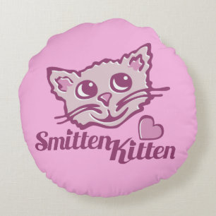 Katze verliebt Kitten Gesicht Herz rund Kissen
