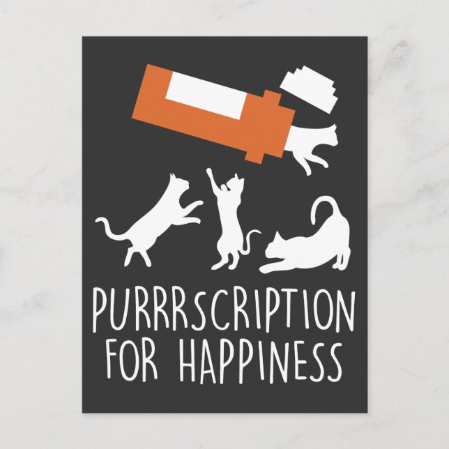 Katze Verschreibung Funny Feline Medicine Kitten Postkarte (Vorderseite)