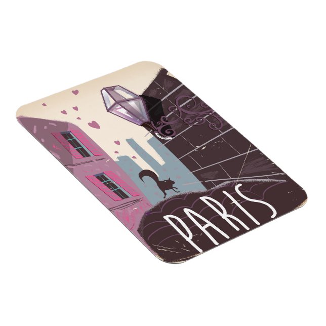 Katze Vintages Pariser Reiseplakat. Magnet (Rechte Seite)