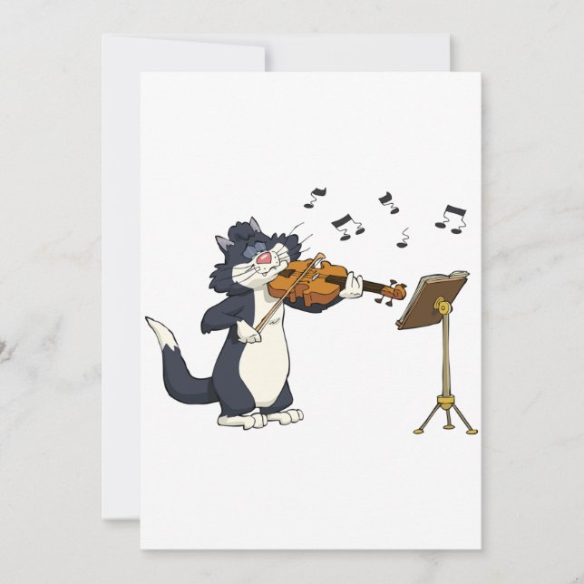 Katze Violine spielen Einladung (Vorderseite)