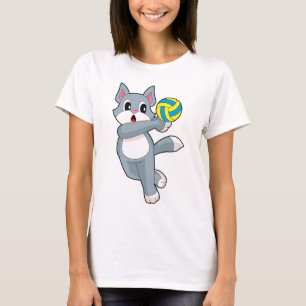 Katze Volleyballspieler Volleyball Sport T-Shirt