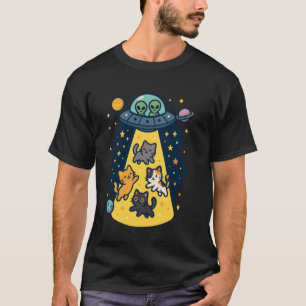 Katze von Aliens entführt Lustige Reise der Katze T-Shirt