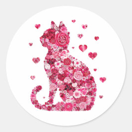Katze von Rose Runder Aufkleber