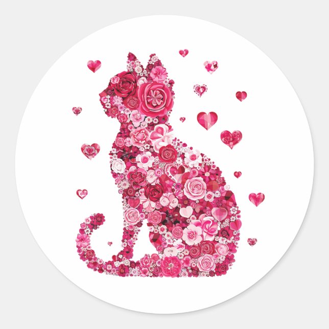 Katze von Rose Runder Aufkleber (Vorderseite)
