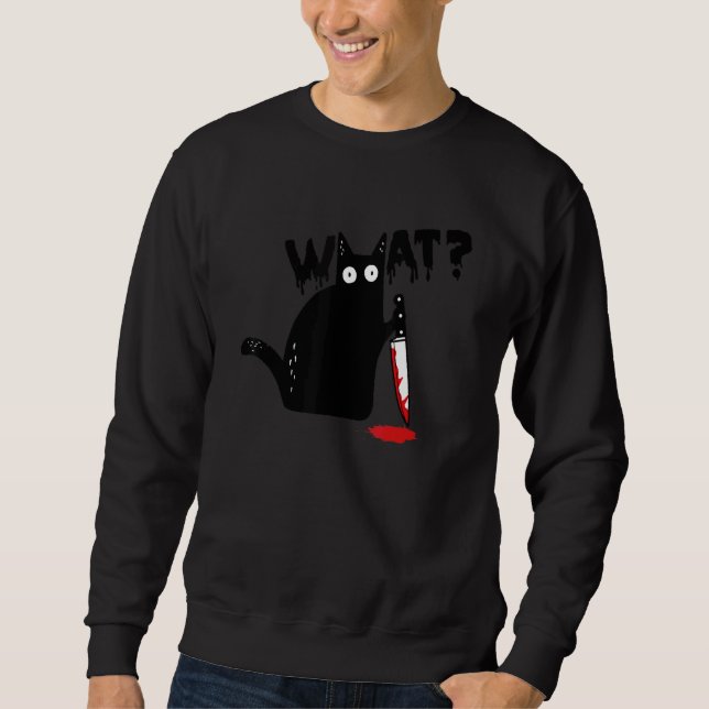 Katze was Black Cat Messer Sweatshirt (Vorderseite)