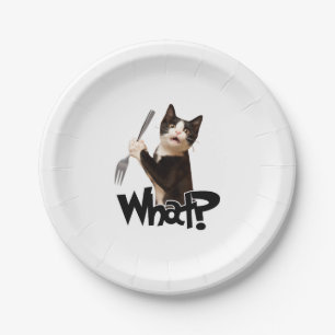 Katze, was für eine lustige schwarze Katze, Katze Pappteller