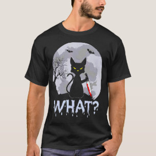 Katze, was für eine mörderische schwarze Katze mit T-Shirt