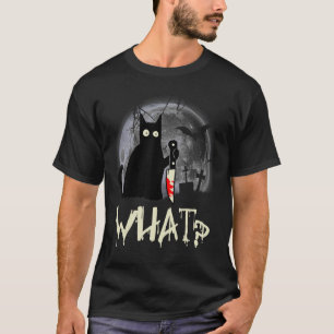 Katze, was für eine mörderische schwarze Katze mit T-Shirt