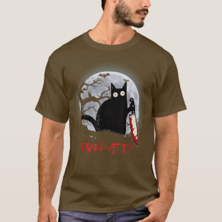 Katze, was für eine mörderische schwarze Katze mit T-Shirt