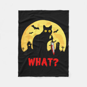 Katze Was_ Halloween Schwarze Katze Mit Messer - L Fleecedecke