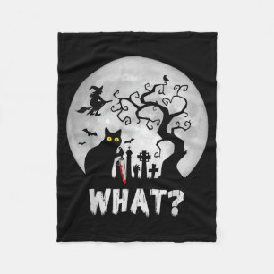 Katze Was_ Halloween-Schwarze Katze Mit Messer - L Fleecedecke