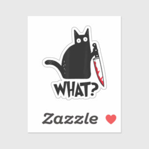 Katze Was_ Lustig Schwarze Katze  Aufkleber
