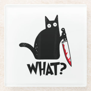 Katze Was_ Lustig Schwarze Katze Glasuntersetzer