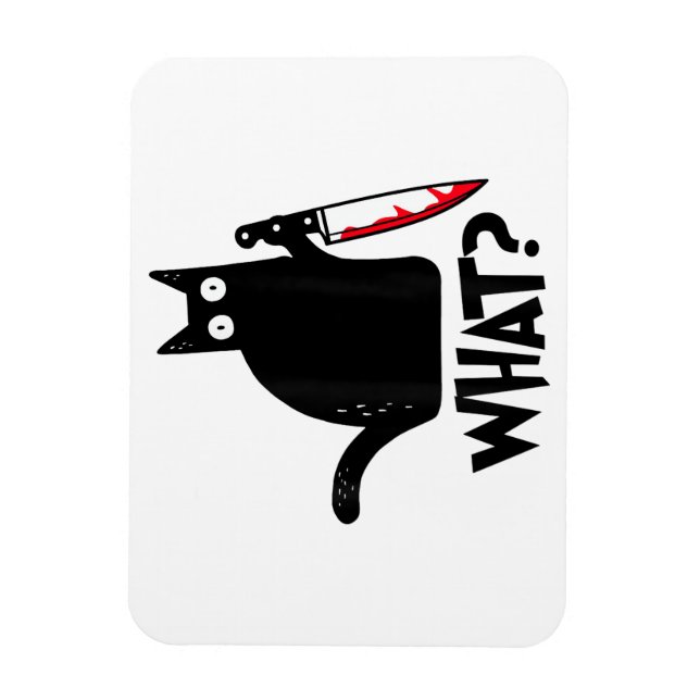 Katze Was_ Lustig Schwarze Katze  Magnet (Vertikal)