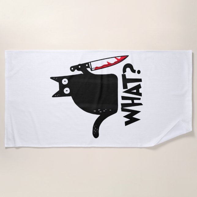 Katze Was_ Lustig Schwarze Katze  Strandtuch (Vorderseite)