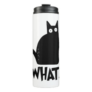Katze Was_ Lustig Schwarze Katze  Thermosbecher