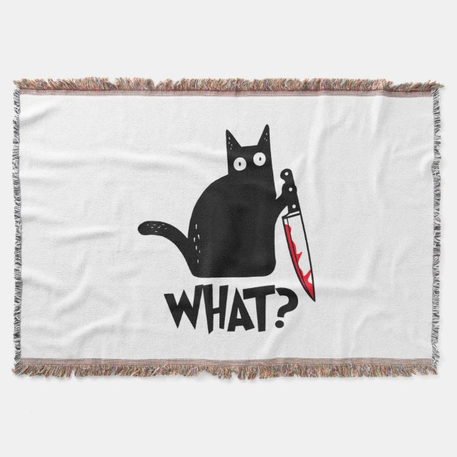 Katze Was_ Lustige Schwarze Katze  Decke (Vorderseite)
