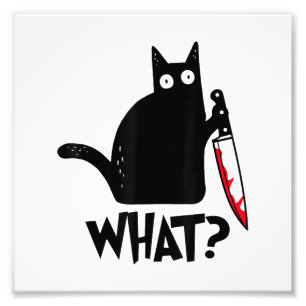 Katze Was_ Lustige Schwarze Katze Fotodruck