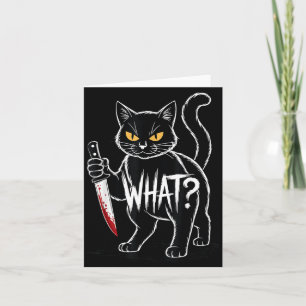 Katze Was_ Lustige Schwarze Katze Mit Messer Hallo Karte