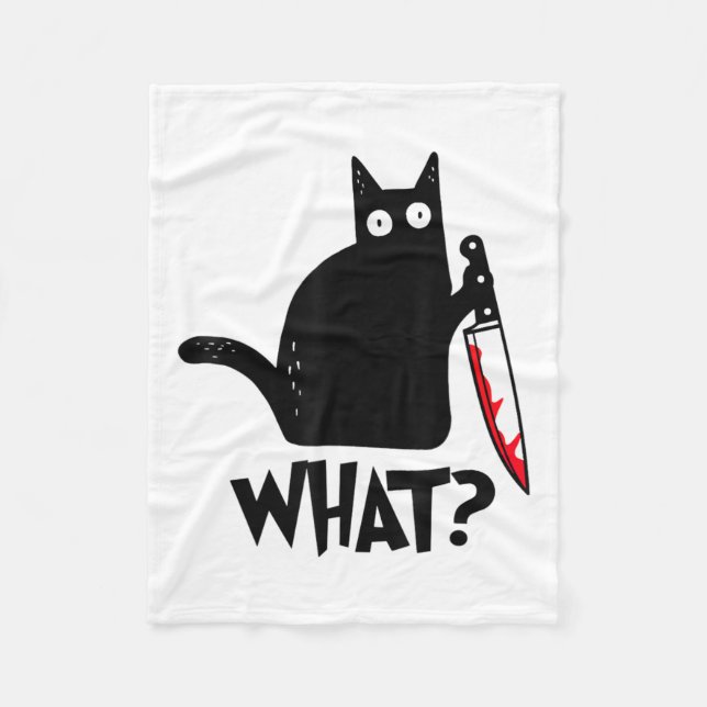 Katze was lustige schwarze Katze Murderous Katze m Fleecedecke (Vorderseite)
