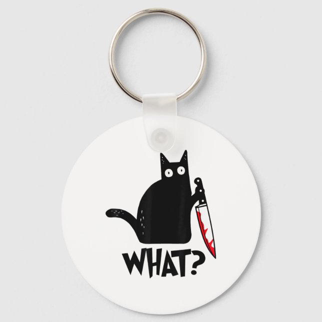 Katze was lustige schwarze Katze Murderous Katze m Schlüsselanhänger (Vorderseite)