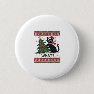 Katze Was lustige schwarze Katze Pushing Weihnacht Button