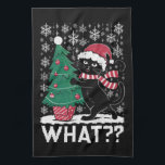 Katze Was lustige schwarze Katze Pushing Weihnacht Geschirrtuch<br><div class="desc">Katze Was lustige schwarze Katze Pushing Weihnachtsbaum Ug</div>