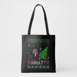 Katze Was lustige schwarze Katze Pushing Weihnacht Tasche