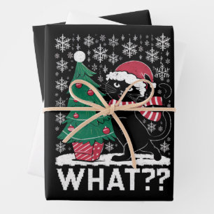 Katze Was Lustige Schwarze Katze Schiebt Weihnacht Geschenkpapier Set