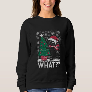 Katze Was Lustige Schwarze Katze Schiebt Weihnacht Sweatshirt
