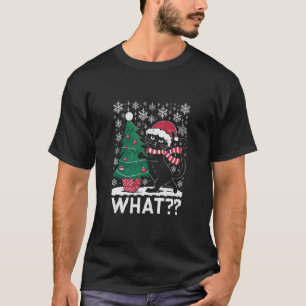 Katze Was Lustige Schwarze Katze Schiebt Weihnacht T-Shirt