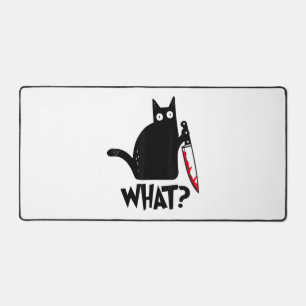Katze Was_ Lustige Schwarze Katze Schreibtischunterlage