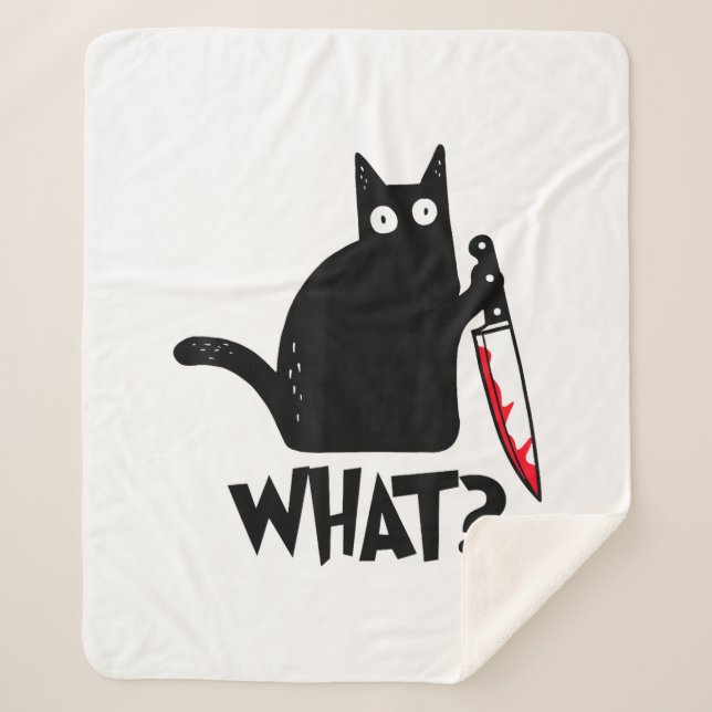 Katze Was_ Lustige Schwarze Katze  Sherpadecke (Vorderseite)