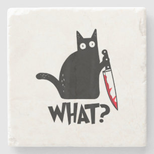 Katze Was_ Lustige Schwarze Katze Steinuntersetzer