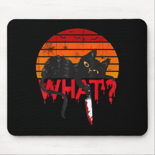 Katze Was_ Mörderische schwarze Katze mit Messer H Mousepad
