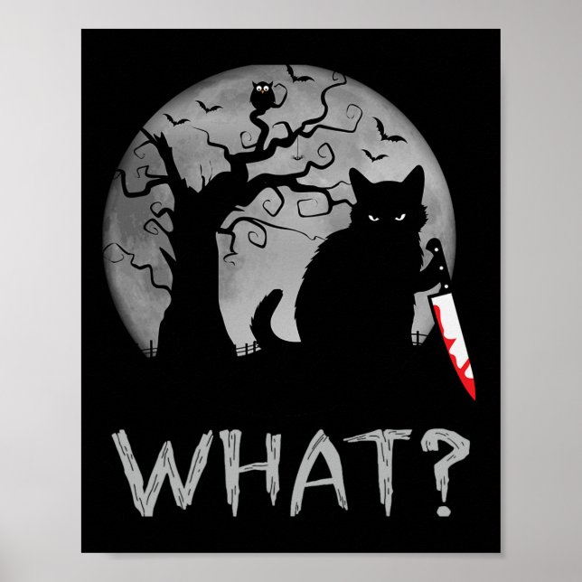 Katze, was Murderschwarze Katze mit Knife Kostüm H Poster (Vorne)