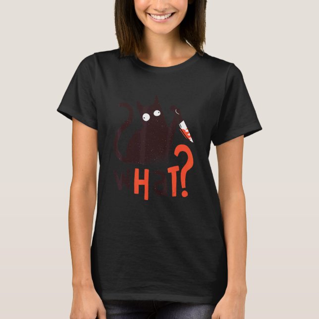 Katze was schwarze Katze Murderous Katze mit Knife T-Shirt (Vorderseite)