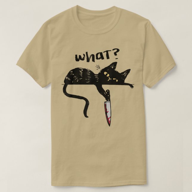 Katze Was Shirt Schwarze Katze mit Knife Killer Ha (Design vorne)