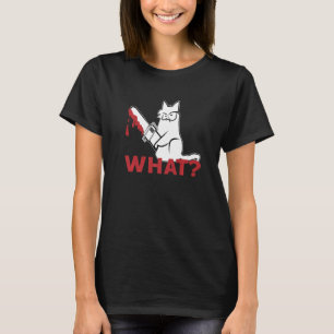 Katze Was weiße Katze Murdere Katze mit Kettensäge T-Shirt