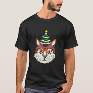 Katze Weihnachten Buntes Miauen Kitty Katze Süße T-Shirt